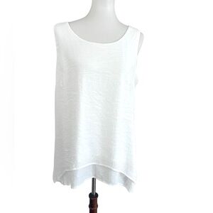 AGB White Sleeveless Tank Top with Scoop Neckline